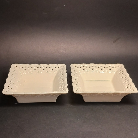 Cream Lace Pattern Skye McGhie fine porcelan bowls, set of 3 - Picture 3 of 6